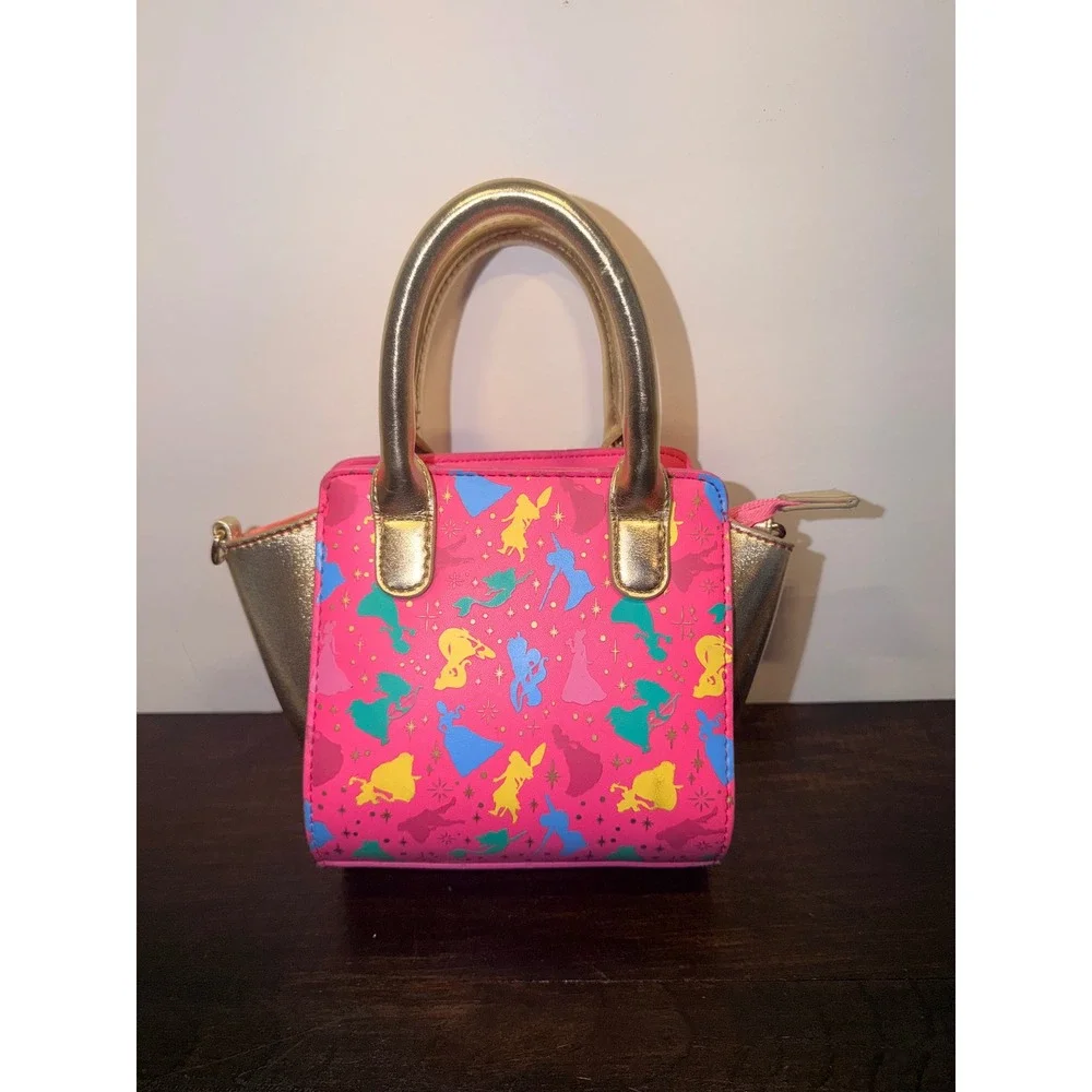 Walt Disney Parks Princess Mini Handbag Pink‎ Gold Silhouette Graphics Kids Bag